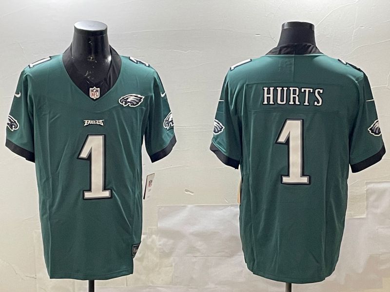 Men Philadelphia Eagles #1 Hurts Green Three generations 2025 Nike Vapor Limited NFL Jersey style 209->philadelphia eagles->NFL Jersey